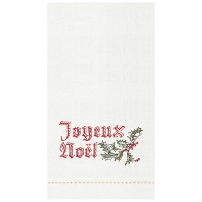 C&F Home Wenham Holly Noel Embroidered Guest Towel Hemstitch Decorative Guest Towel