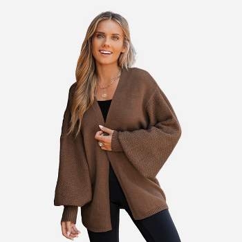 Women's V Neck Split Trim Oversized Sweater - Cupshe -light Brown-s-brown :  Target