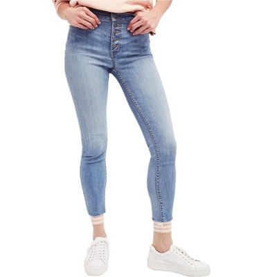 Free People Womens Reagan Raw-Hem Skinny Fit Jeans