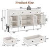Buffet Cabinet, Sideboard Cabinet with Storage, 62'' Large Buffet Table, with 3 Drawers and 4 Fluted Glass Doors - 2 of 4