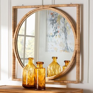 bali & pari Bayan Japandi Natural Rattan Wall Mirror - 1 of 4