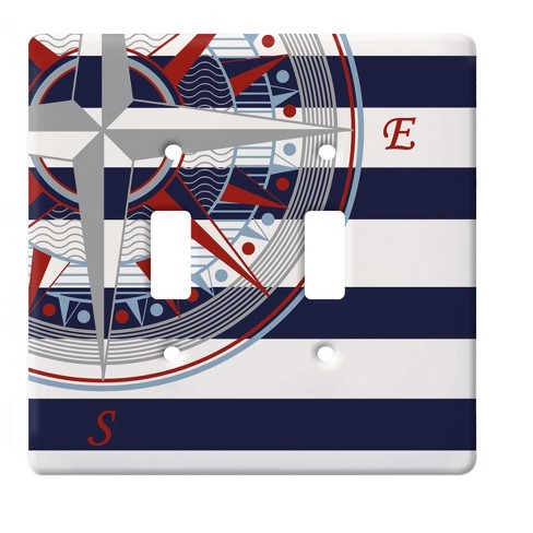 RightSide Designs Compass Rose Double Toggle Switchplate - image 1 of 2