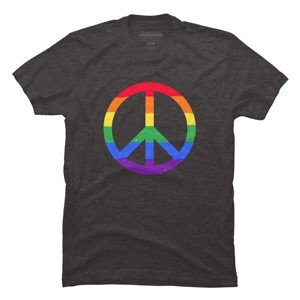 Adult Design By Humans Rainbow Pride and Peace Sign By JuanMedina T-Shirt - 1 of 2