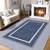 6x9 Rugs Modern Washable Area Rug, Non-Slip Stain Resistant Low Pile Indoor Carpet, Soft Folding Rug (Blue) - 2 of 4
