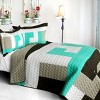 Slickblue Handmade Full/Queen Quilt Set, 100% TC Fabric, 5 Geometric Design Options, Vermicelli Quilting, 3-Piece Set - 4 of 4
