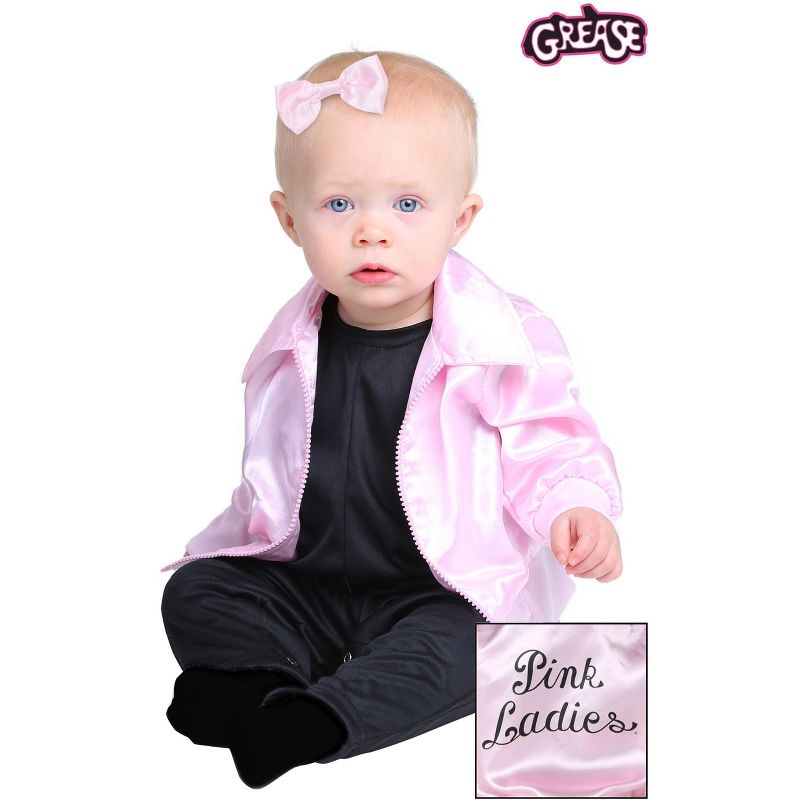 HalloweenCostumes.com 12-18 Months  Girl  Grease Pink Ladies Costume for Babies., Black/Pink, 3 of 4