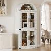 Garvee Arched Farmhouse Bookshelf with Doors 15.83in Depth L-Shaped Heavy Duty Wooden Bookcase, White - 2 of 4