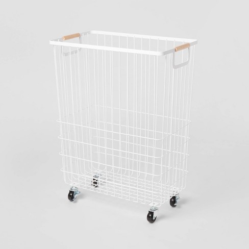 Silver Mesh Rolling Storage Bin with Handles