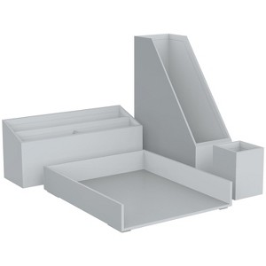 U Brands Paperboard Desk Organization Set Solid Gray (3632U00-02) - 1 of 1