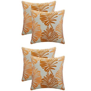 REGALWOVEN 4 Pcs Palm Leaf Pattern Decorative Throw Pillow Covers for Farmhouse Home Sofa Couch Bed - 1 of 4