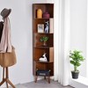 Corner bookcase, shelf, bamboo wood storage cabinet, display shelf, Suitable For Living Room, Bedroom, Kitchen, Office - 2 of 4