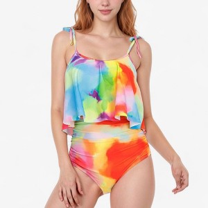 Anna-Kaci Swim Women's Tankini Swimsuit with Loose Flowy Top and Tropical High Waist Bottom - 1 of 4