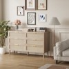 6 Drawer Vanity Dresser – Natural Rattan with Gold Handles, Farmhouse Style, 5 Strong Legs for Bedroom, Living Room, Hallway, Entryway, Oak - 4 of 4