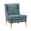 Chenille Fabric Upholstery Plywood Metal Wingback Modern Luxury Accent Chair with Diamond-Stitched Back, Reversible Seat and Gold Finish Legs - 3 of 4