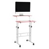 Pink Rolling Sitting/Standing Reversible Desk with Side Storage - Mind Reader: Small Stand/Sit Desk, Wood Laminate, Metal Frame - 4 of 4