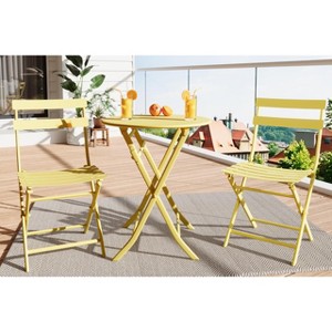 3-Piece Outdoor Bistro Set - Small Iron Patio Table & 2 Chairs, Cafe Dining Set for Balcony, Garden, Apartment, All-Weather Bistro Furniture - 1 of 4