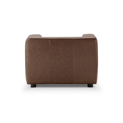 Camel Brown Genuine Leather Club Chair with Pine Frame