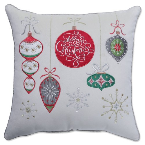 16.5"x16.5" Indoor Christmas 'Velvet Ornaments' Multi Square Throw Pillow - Pillow Perfect