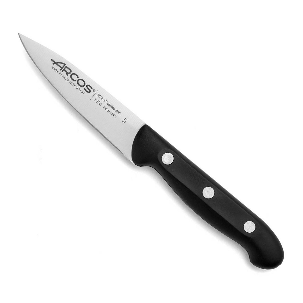 Arcos 4" Maitre Paring Knife: Stainless Steel Blade, POM Handle, Hand Wash, 10-Year Warranty, Black