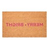 HomeRoots 24" X 36" Brown And Pink Christmas Merry and Bright Outdoor Coir Door Mat - 4 of 4