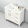 36" Modern Bathroom Vanity with Ceramic Sink, Solid Wood Base, 2-Door Cabinet & 3 Drawers, Freestanding Design - 2 of 4