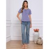 INSPIRE CHIC Women's Peasant Round Neck Ruffles Puff Sleeve Gingham Plaid Blouse - 4 of 4