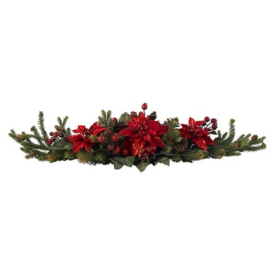 Poinsettia & Berry Centerpiece - Nearly Natural