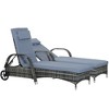 Outsunny Patio Wicker Chaise Lounge, PE Rattan Outdoor Lounge Chair with Cushion, Height Adjustable Backrest & Wheels - 4 of 4