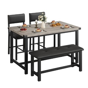 Dining Table Set for 4,Rectangle Compact Dining Table and Chairs Set with 2 Upholstered Chairs and Bench for Apartment,Kitchen - 1 of 4