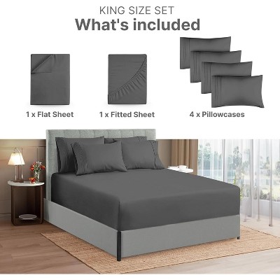Gray Queen 6-Piece Extra Deep Pocket Microfiber Sheet Set