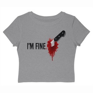 Rerun Island Women Im Fine Stab Knife Short Sleeve Graphic Cotton Baby Tee - 1 of 4