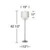 360 Lighting Modern Floor Lamp Standing 60 1/2" Tall Satin Steel Silver Crystal Off White Fabric Drum Shade for Living Room Bedroom Office House Home - 3 of 4