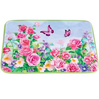 Collections Etc Elegant Colorful Butterfly Garden Cushioned Bath Mat 20X30