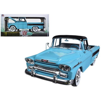 1958 Chevrolet Apache Cameo Pickup Truck Tartan Turquoise w/Black Top & Stripes Ltd Ed 5000 pcs 1/24 Diecast Model M2 Machines