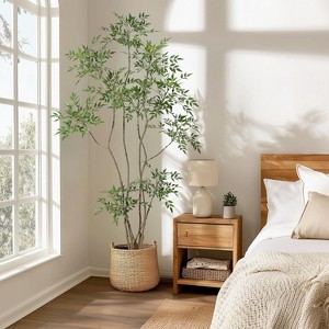 Garvee Artificial Plants Indoor,Faux Floor Plant in Pot, Nandina Artificial Tree with White Planter for Home Decor Office Living Room - 1 of 4