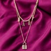 Slickblue Women's Necklace, Gold Double Chain with Padlock Pendant and "Baby" Letters, Tennis Choker Style, 15-20" - 2 of 3
