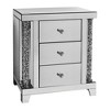 Royal Hampton 26 Inch 3 Drawer Accent Table Nightstand, Mirrored, Faux Diamond Inlay, Silver - 2 of 4