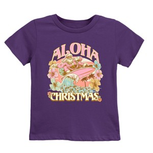 Aloha Christmas Surfing Santa - Youth Short Sleeve Graphic T-Shirt - 1 of 4