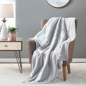 ETL certified 100% polyester Electric Blanket Solid Fleece to Faux-Shearling Heated Blanket - 1 of 4