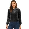 INSPIRE CHIC Women's Zip Up Long Sleeve Velvet Surface Diamond Quilted Bomber Jackets - 2 of 4