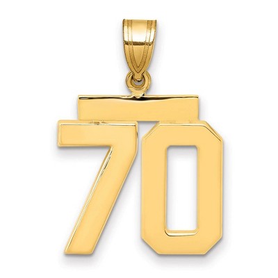 Black Bow Jewelry 14k Yellow Gold, Athletic Collection Medium Polished Number 70 Pendant