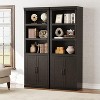 Farmhouse Bookcases with Doors, 5 Tier Bookshelf with Storage, Wooden Storage Cabinet - 3 of 4