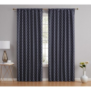HLC.ME Franklin Moroccan 100% Complete Blackout Heavy Thermal Insulated Rod Pocket Back Tab Curtain Panels, Set of 2 - 1 of 4