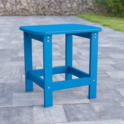 Blue Poly Resin Rectangular Adirondack Side Table