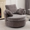 TIRAMISUBEST Cozy Swivel Lounge Chair, Oversized Round Sofa with Soft Chenille Fabric and 3 Supportive Pillows - 3 of 4