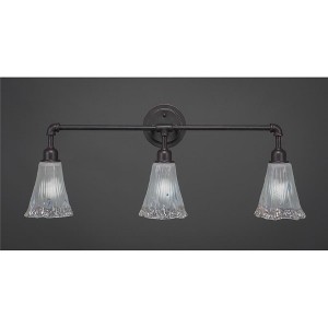 Toltec Lighting Vintage 3 - Light Vanity in  Dark Granite with 5.5" Fluted Frosted Crystal Shade - 1 of 1