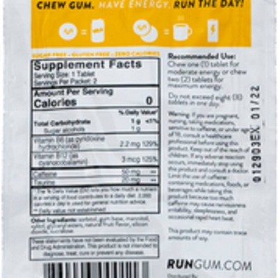 Run Gum Fruit Energy Supplements - 2ct