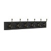 Wall Hook Rail-Mounted Hanging Rack with 6 Hooks-Entryway, Hallway, or Bedroom-Storage Organization for Coats, Towels, Bags by Hastings Home (Black) - 4 of 4