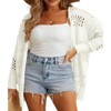 Coolmee Womens Plus Size Crochet Cardigan Boho Long Sleeve Oversized Open Front Knitted Sweater - 3 of 4