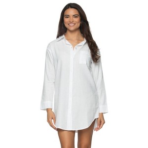 Felina - Mirielle Sleepshirt - Oversized Button-Down Sleepwear, Cotton Poplin Comfort - 1 of 2
